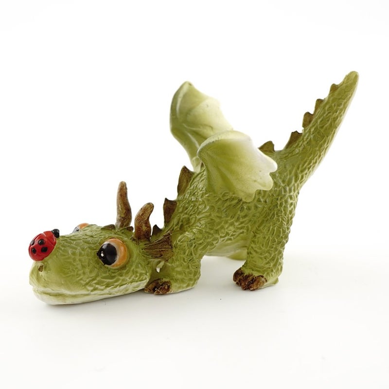 Top Collection 4414 Miniature Fairy Garden & Terrarium Mini Dragon Playing with Ladybug Statue, Small - Image 1